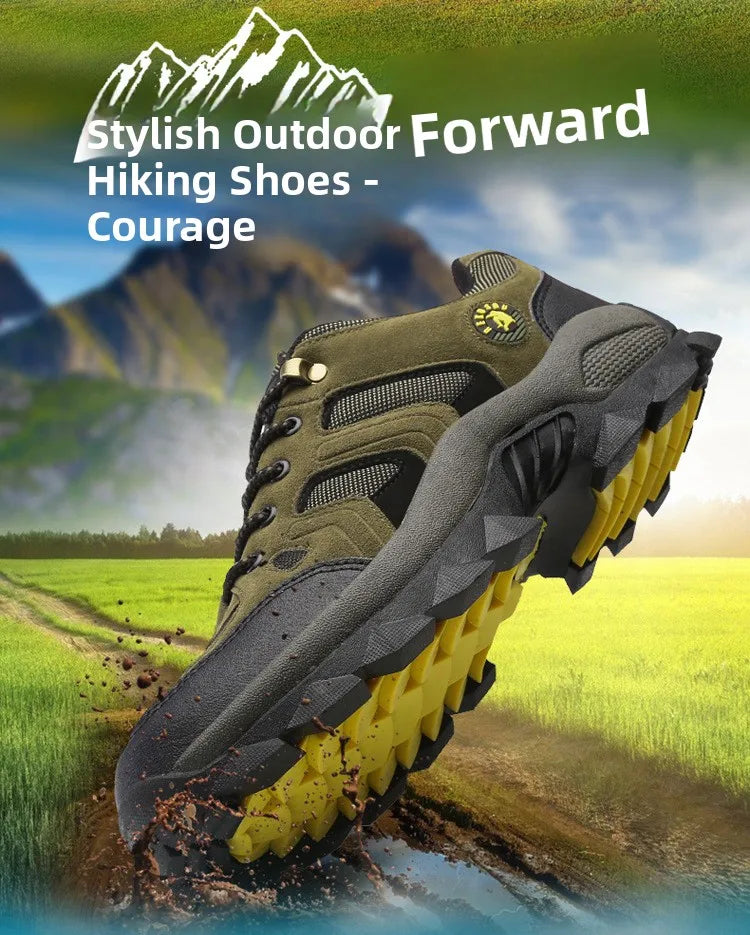 Men's Outdoor Climbing Shoes Breathable Waterproof Sports Hiking Shoes Rubber Outsole Low Cut Lace up Casual Shoes