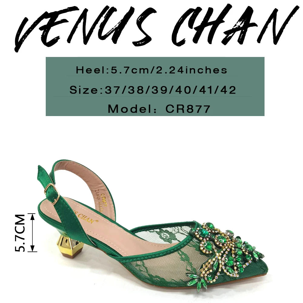 African Fachion Evening Shoes And Matching Bags Italian Design Ladies Diamond Bag High-Heeled Pointed Toe Women's Shoes