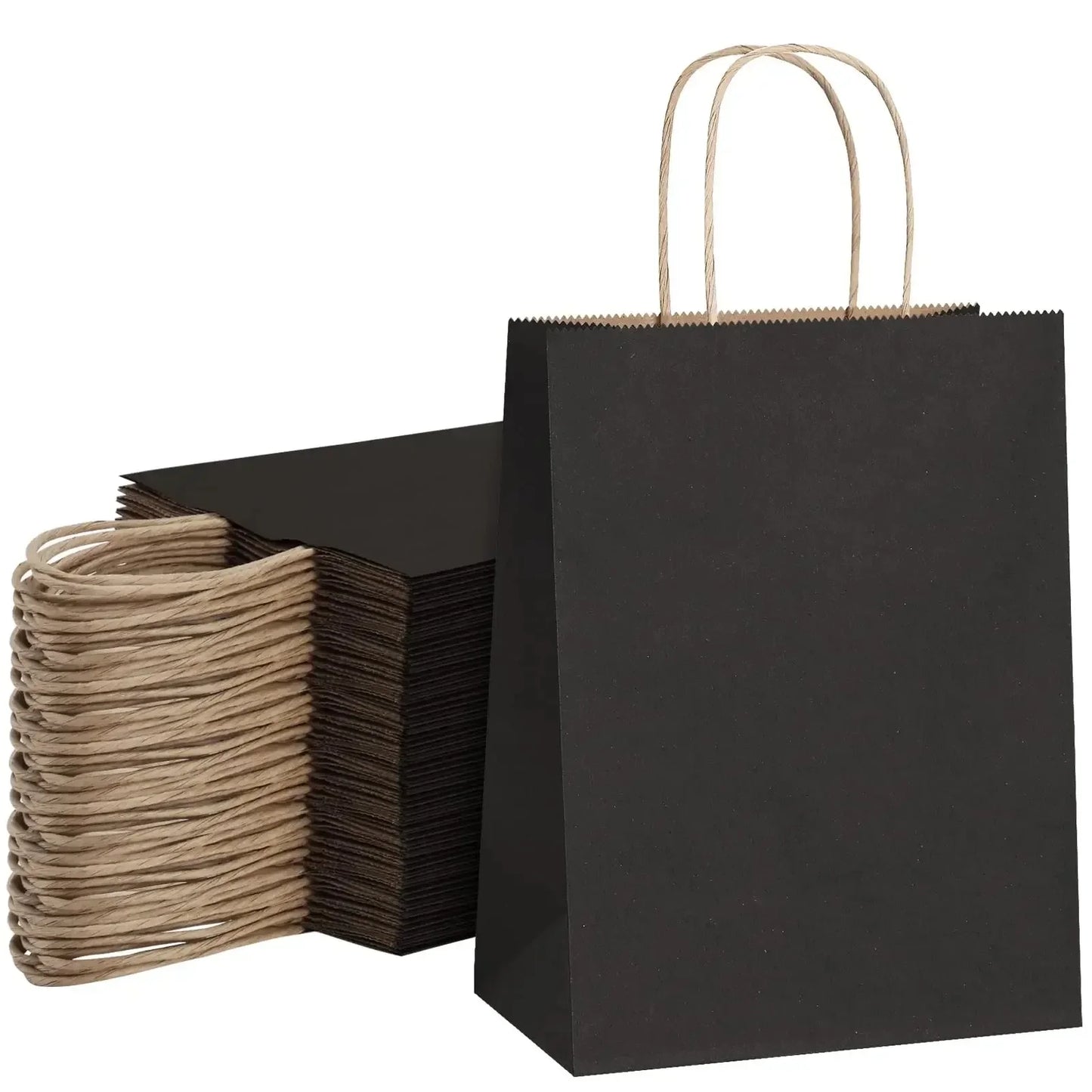 Black Paper Gift Bags 20/40Pcs Small Kraft Paper Bags with Handles for Small Business Christmas Wedding Party Favor Bags 5 Size
