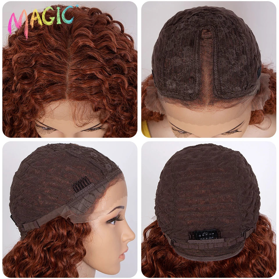 Magic Synthetic Lace Front Wig Baby Hair Red Wig Long Curly Wig 30 Inch Ombre Blonde Ginger Lace Wigs For Black Women Wigs