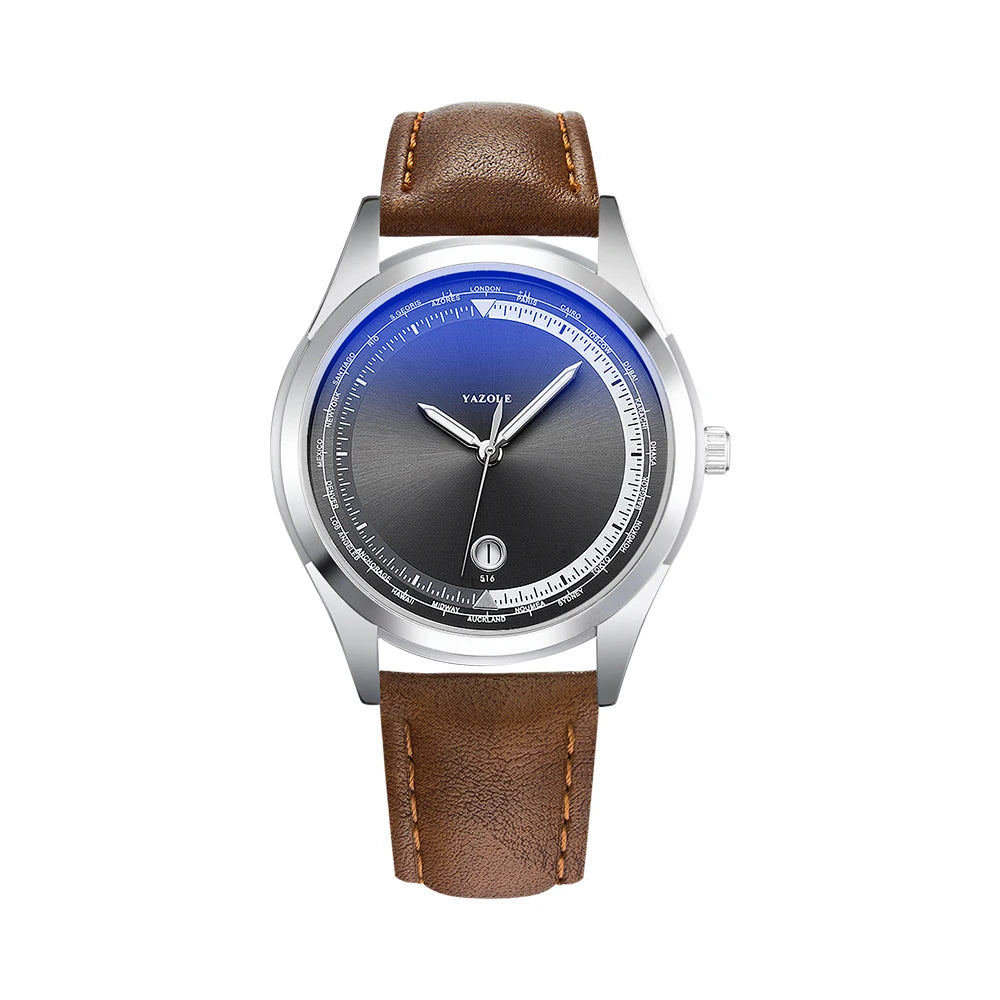 YAZOLE Men's Watch Minimalist Luxury Quartz Man Watch Original Leather Strap Waterproof Calendar Watches Relogio Masculino