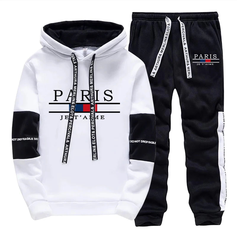 Fashion Mens Tracksuit Print Casual Sweatshirts Outdoors Sports Jogging Mens Clothing Single Piece Hoodie Pants Daily Streetwear