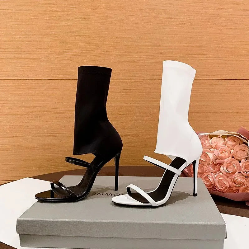 2024 Fashionable and Beautiful Sandals for Women Summer New Strap Roman High Heels Niche Thin Heel Open Toe Sandals