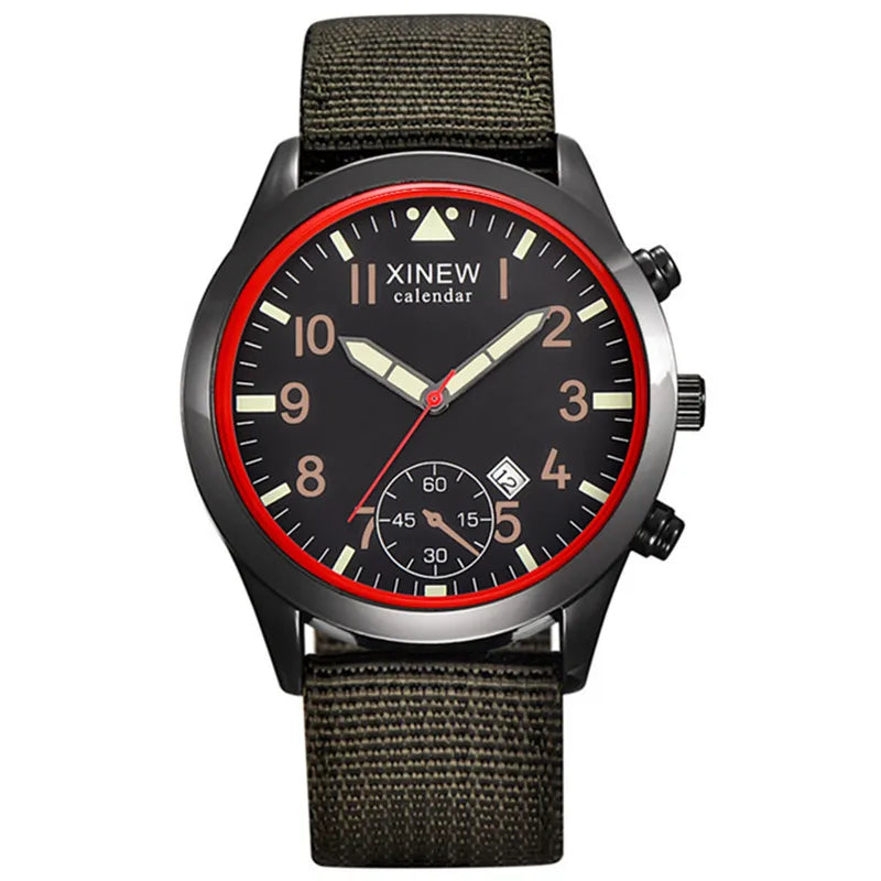 XINEW Cheap Brand Watches For Men Students Fashion Simple Leather Band Army Sports Date Quartz Watch Relogios Masculinos 2024