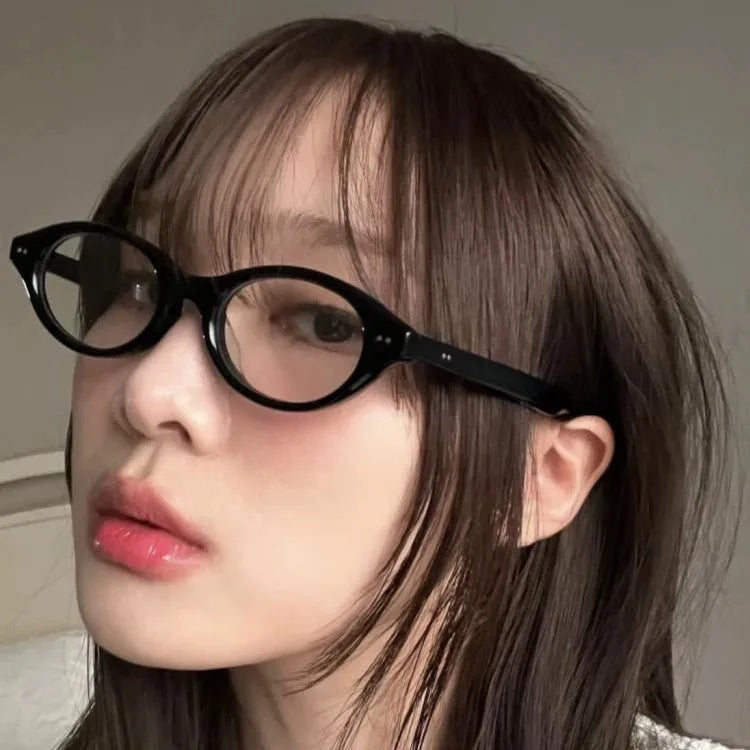 Y2K Retro Oval Frame Glasses Women Leopard Ins Sweet Cool Eyewear Trend Brand Reading Computer Anti Blue Light Eyeglasses BAZAARHUBO