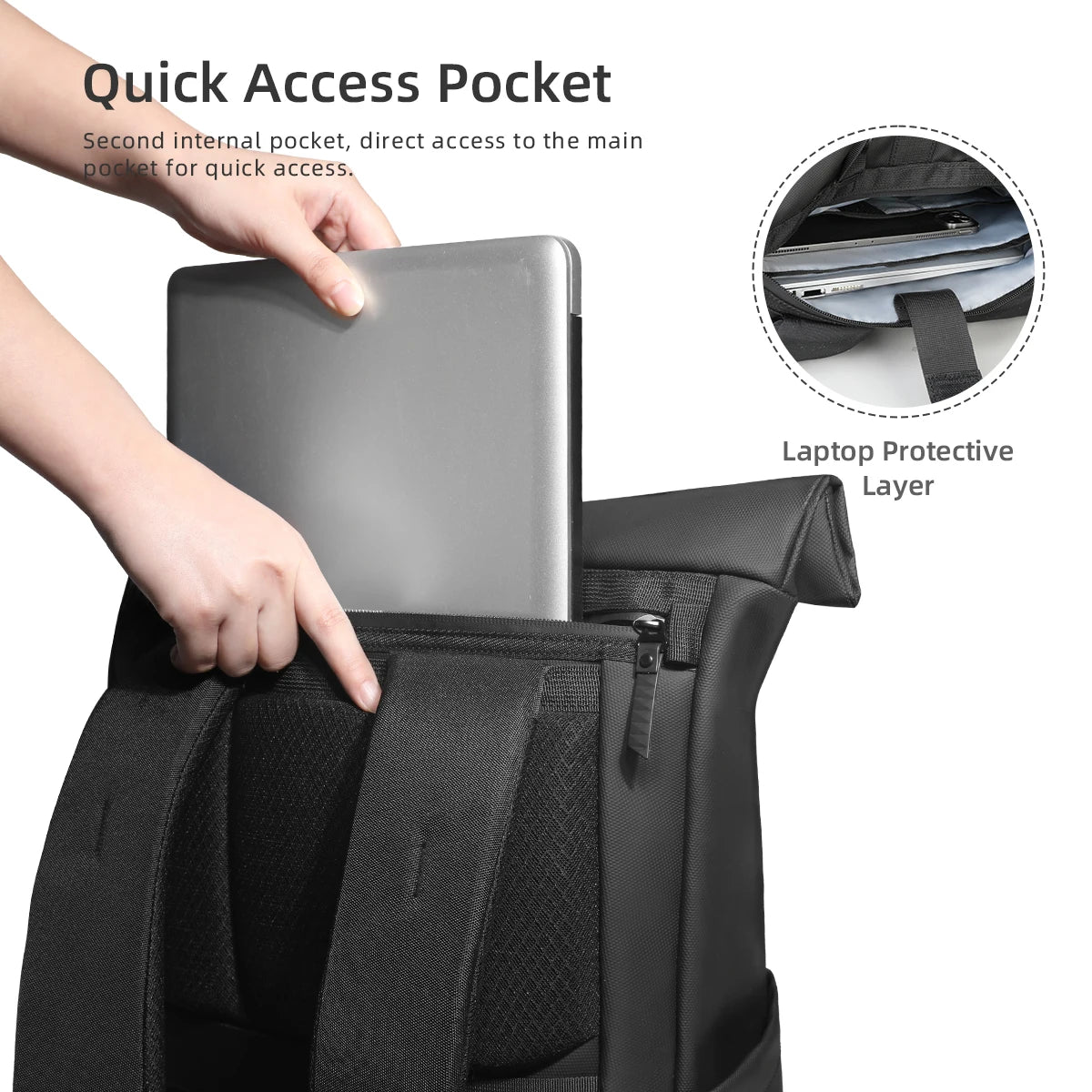 Heroic Knight Rolltop Laptop Backpack Expandable Water-Resistant Compartment Work Men's Stylish Backpack Casual Travel Backpack