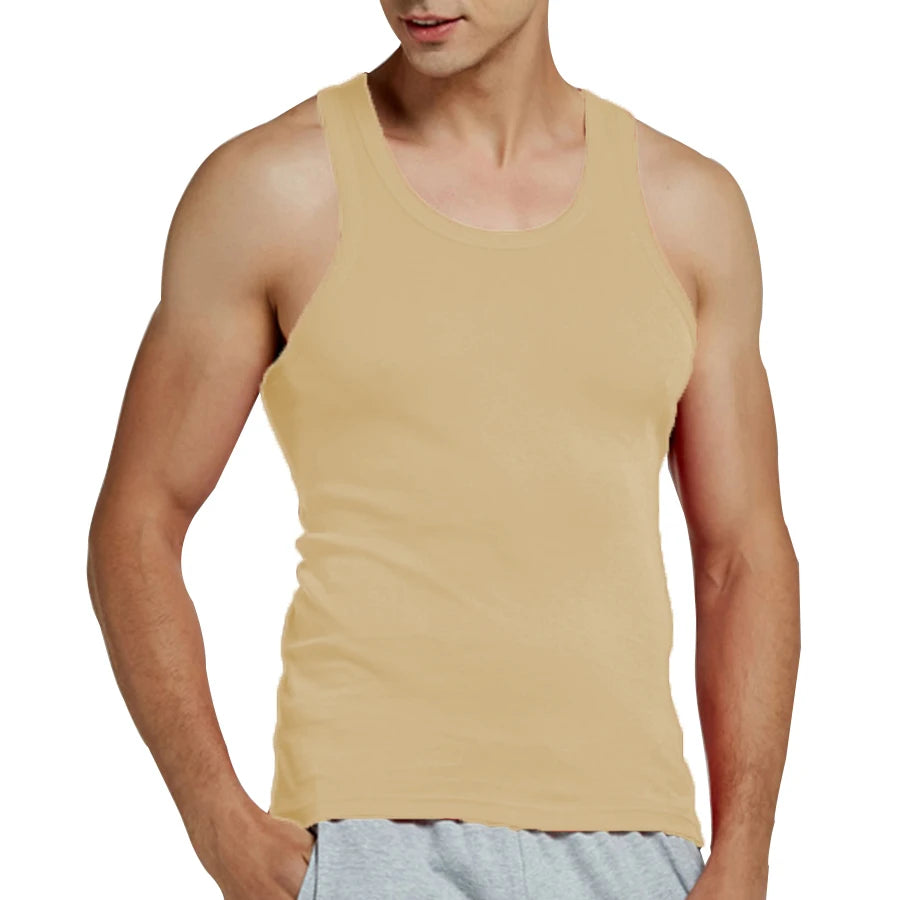 Tank Tops Men Fitness Cool Summer 100% Cotton Vest Male Sleeveless Tops Gym Slim Casual Undershirt Mens Gift 10 Colors 1PCS