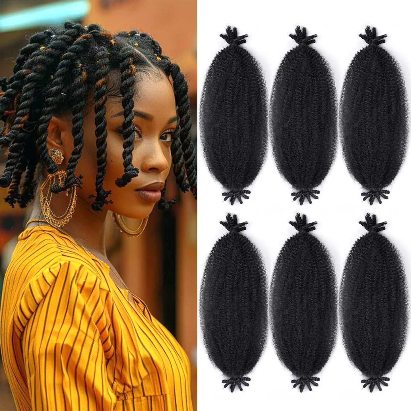 Pre-Separated Springy Afro Twist Hair Suitable for Damaged Soft Locs Synthetic Marley Twist Braiding Hair for Black Wome