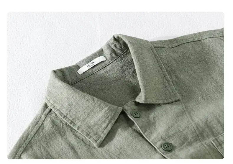 Autumn Retro Tooling Linen Jacket For Men Japanese Styles Sold Color Simple Versatile Multi-pocket Male Thin Jackets and Coats