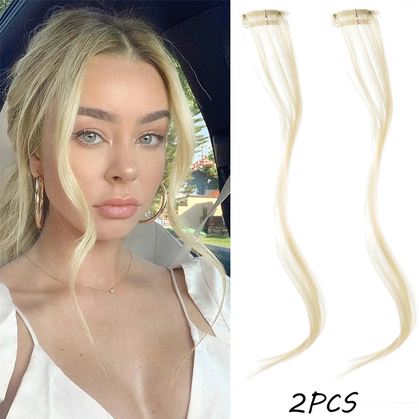 2PC synthetic Bangs Wig Hair Extensions Curly Clip-on Hair Front Side Long Wavy Blone Bangs With Clip Invisible Fringe Fake Hai