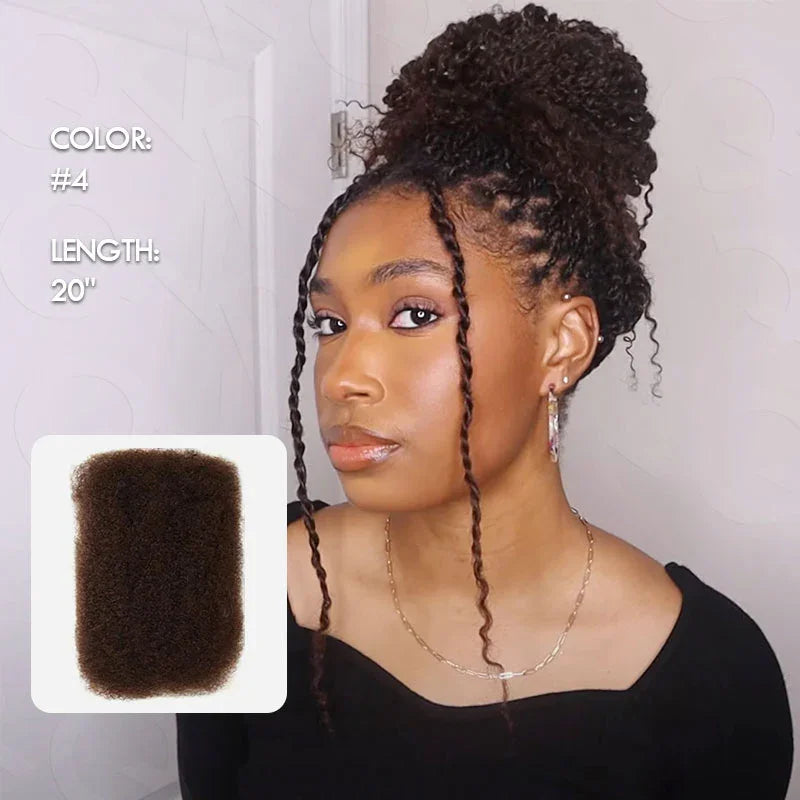 QVR Afro Kinky Bulk Hair No Attachment QVR Afro Curly Bulk Human Hair Rebecca Virgin Remy Dreadlock 50G/Pack Highlight Braids