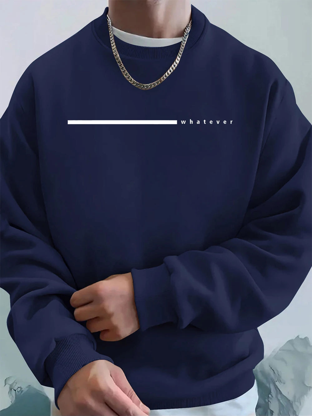 Simple Whatever Letter Printed Men'S Sweatshirt Winter Loose Hoodie Sports Crewneck Fleece Warm Sportswears Basics Men Clothes BAZAARHUBO