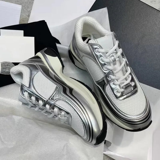 High quality unisex flat sports shoes, women's casual shoes, lace up styles, running shoes, luxurious patchwork casual shoes