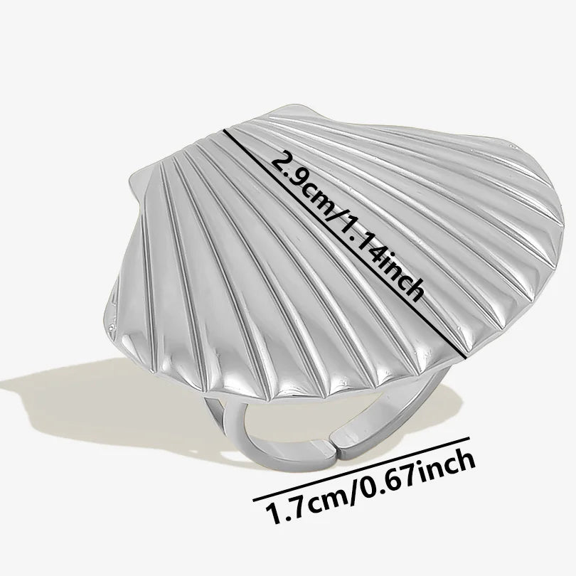 Fashion 5pcs/lot Marine Jewelry Sea Animals Conch Starfish Shell Rings Stainless Steel Rings Jellyfish Scallop Oceans Women Gift