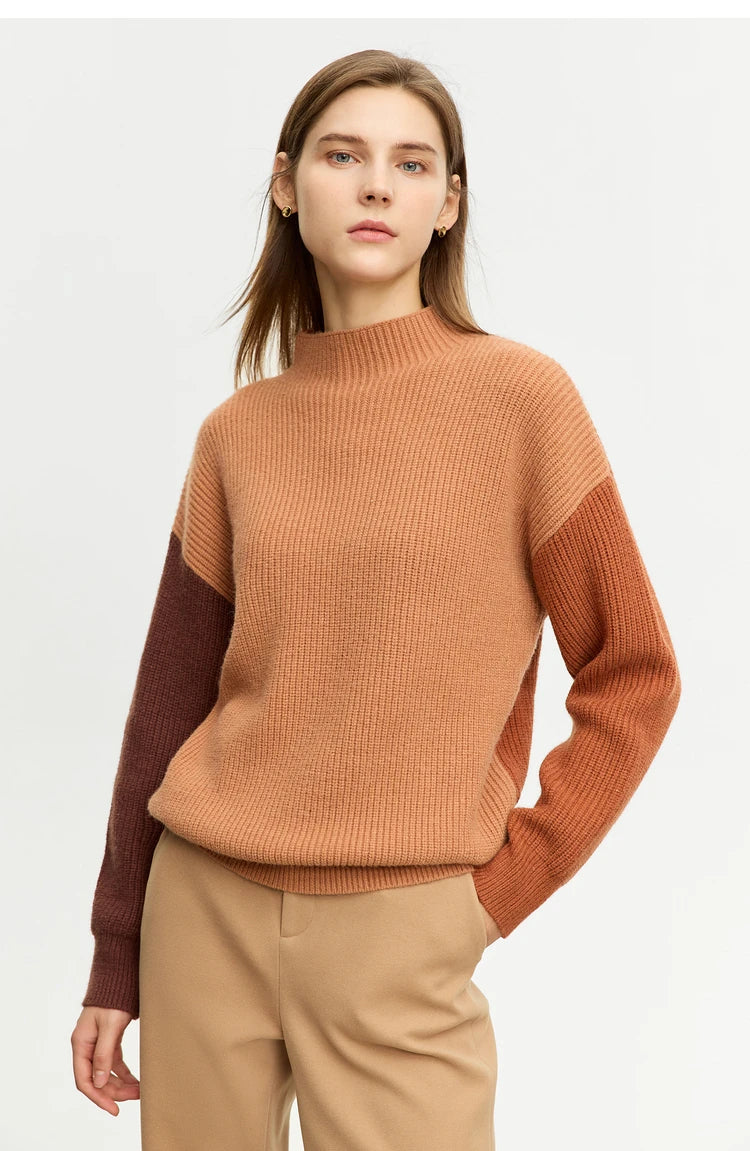 AMII Minimalism Sweaters Women 2024 Spring Street wear Spliced Knitted Top Drop Sleeve Loose Full Pullovers Sweaters 12344144