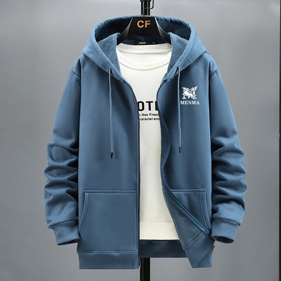 Men's Plus Size Hoodies Jacket Winter Fleece Warm Hooded Sweatshirt Big Size 12XL Coat Man Casual Loose Hoodie 10XL 9XL