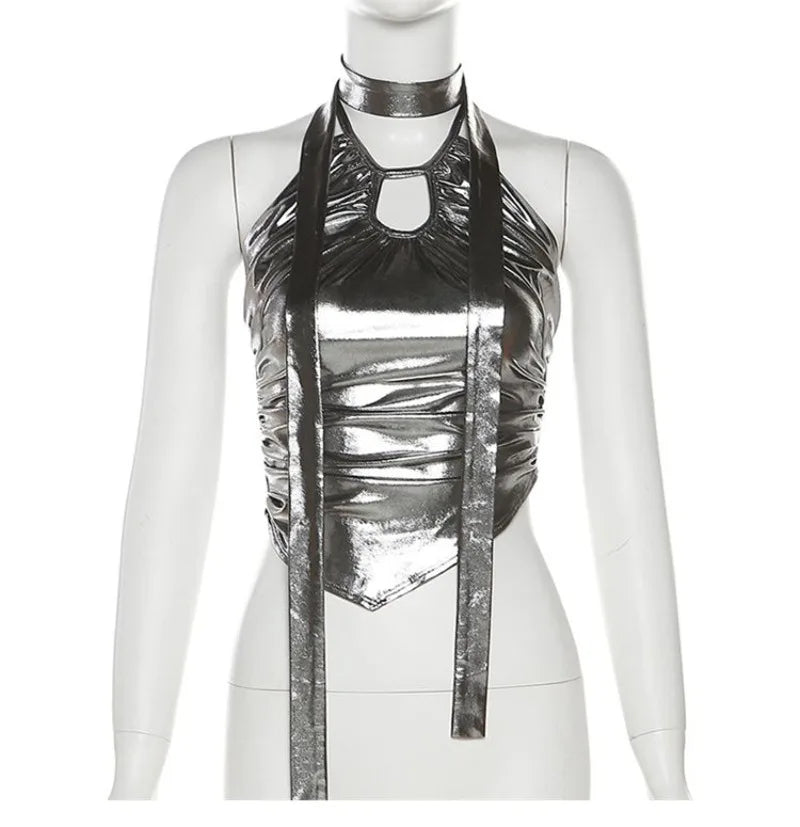 Sexy Backless Suspender Vest Women Punk Streetwear Hollow Design Party Top American Style Irregular Fashion