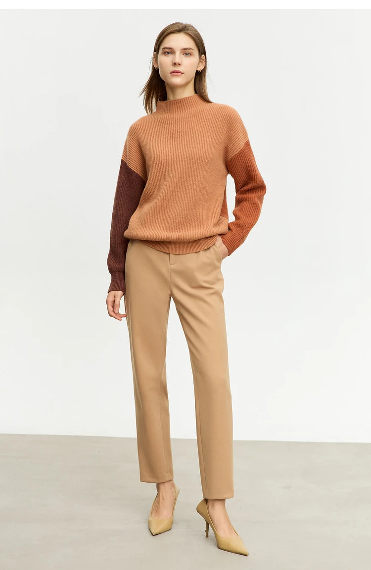 AMII Minimalism Sweaters Women 2024 Spring Street wear Spliced Knitted Top Drop Sleeve Loose Full Pullovers Sweaters 12344144