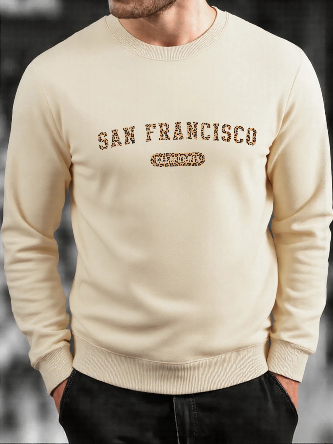 San Francisco California Print Men Hoodless Shirt Soft Loose O-Neck Sweatshirt Fashion Fleece Pullover Autumn Male Tracksuit