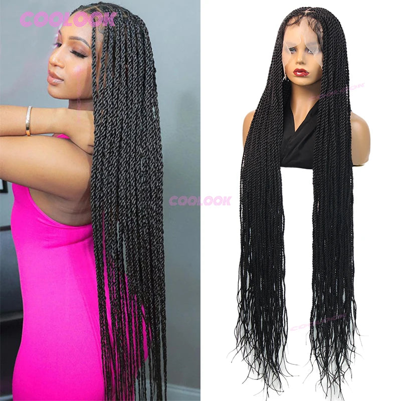 36" Cornrow Braids Lace Wigs Synthetic Full Lace Braided Wigs For Women Knotless Box Braid Wig Braid African Braided Wigs
