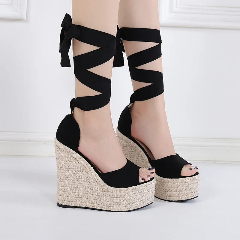 Women's wedge Espadrille Ankle Strap Sandals Comfortable Slippers Ladies Womens Casual Shoes Breathable Flax Hemp Canvas Pumps