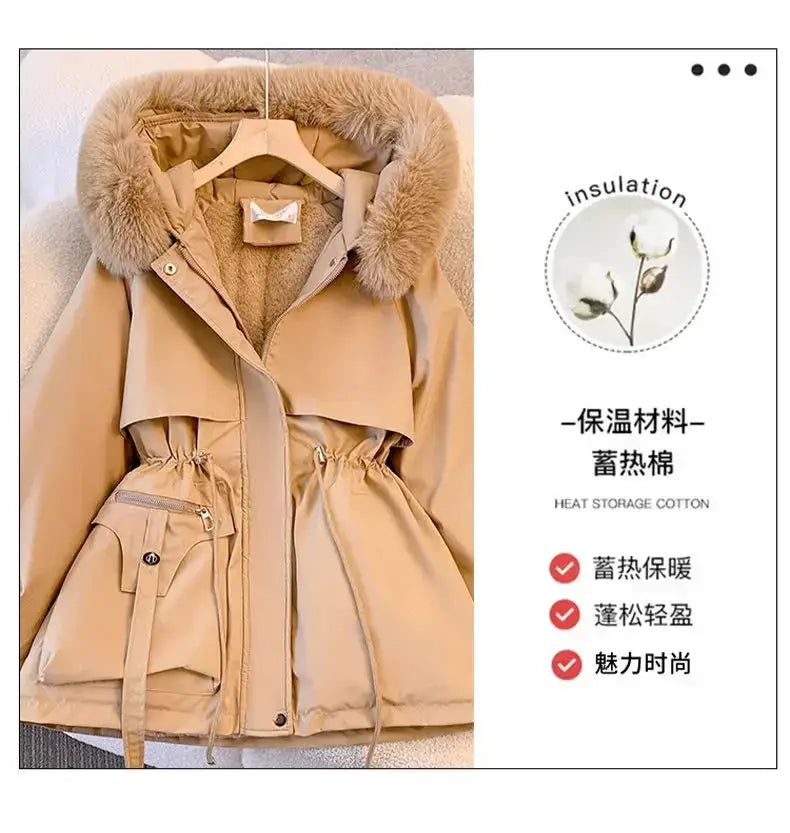 Detachable Pai Overcomes Women's Winter 2026 New Casual Down Cotton Thicken Hooded Coat Female loose Warm Wool Overcoat BAZAARHUBO