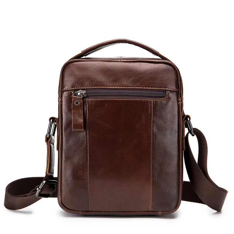 Cowhide men's small shoulder bag with top layer, cowhide single shoulder diagonal cross bag, fashionable and sporty small bag