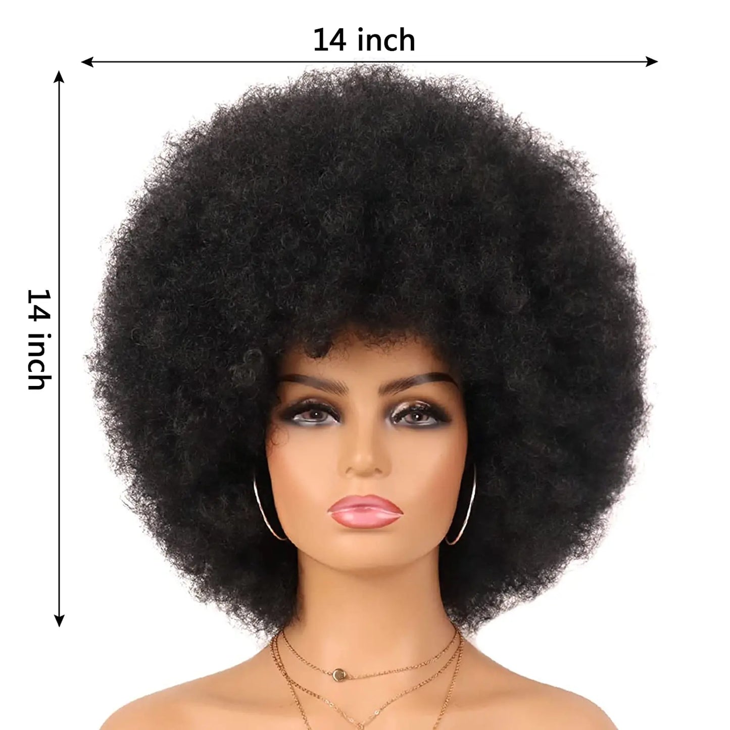 Synthetic 70s Afro Curly Wigs for Black Women Glueless Wear Soft Black Large Bouncy Natural Looking Full for Daily Party Use