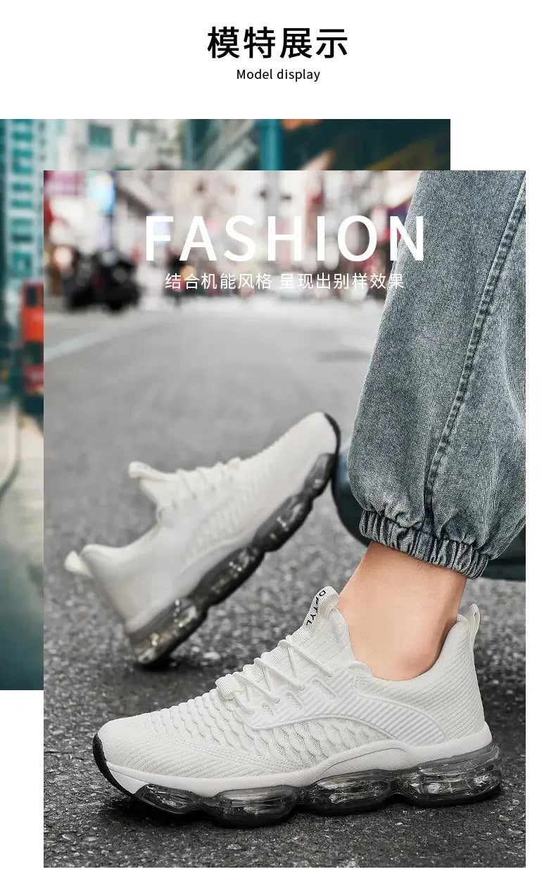 Men's Fashionable Versatile Outdoor Running Shoes Breathable Ultra-light Air Cushion Soft Bottom Sports Shoes Large Size