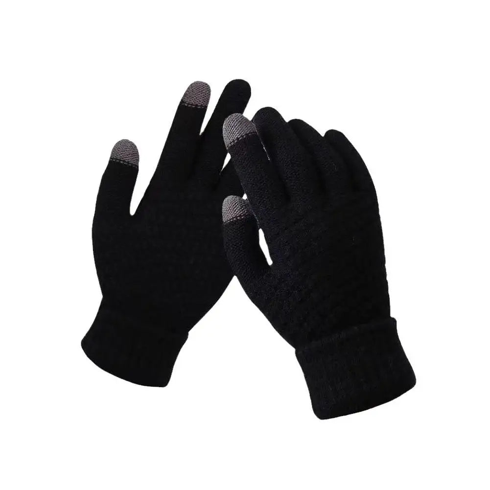 Women Men Warm Winter Touch Screen Gloves Stretch Classical Knit Mittens Wool Full Finger Outdoor Cycling Driving Glove BAZAARHUBO