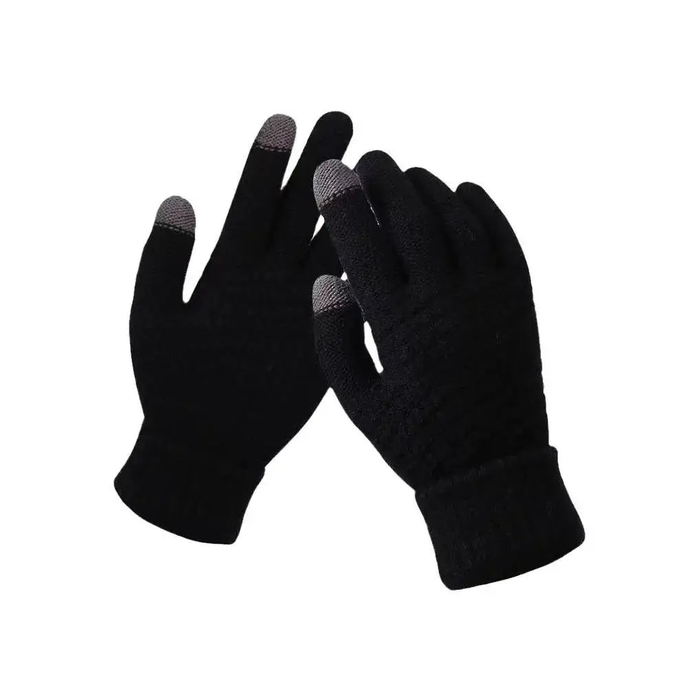 Women Men Warm Winter Touch Screen Gloves Stretch Classical Knit Mittens Wool Full Finger Outdoor Cycling Driving Glove BAZAARHUBO