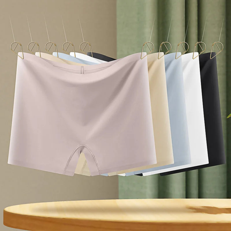 Womens Nylon Ice Silk Seamless Boyshort Underwear Anti-See-Through Breathable Non-Curling Safety Pants