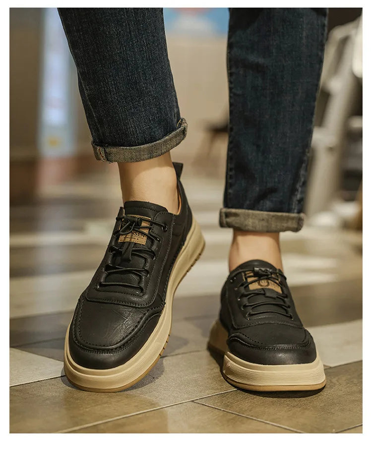 Fashion Cow Leather Casual Sneakers for Men 2025 Designer Soft-sole Men's Board Shoes Spring Autumn Sports Zapatos Para Hombre