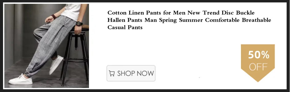 100% Cotton Men's Summer Casual Loose Pants Trendy Japanese Style Cropped Pants for plus Size Men up to 5XL
