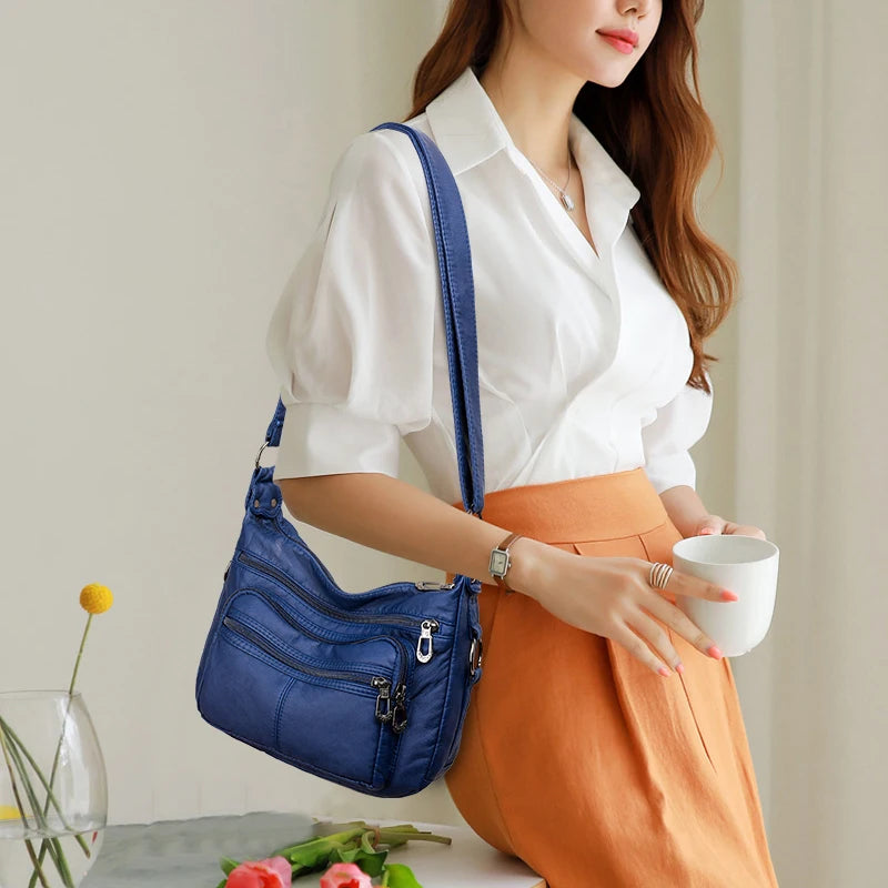 Women Bag 2023 New Fashion Middle-aged Handbag Multi-pocket Practical Messenger Vintage Shoulder Bag Hobos Trend Crossbody Pack