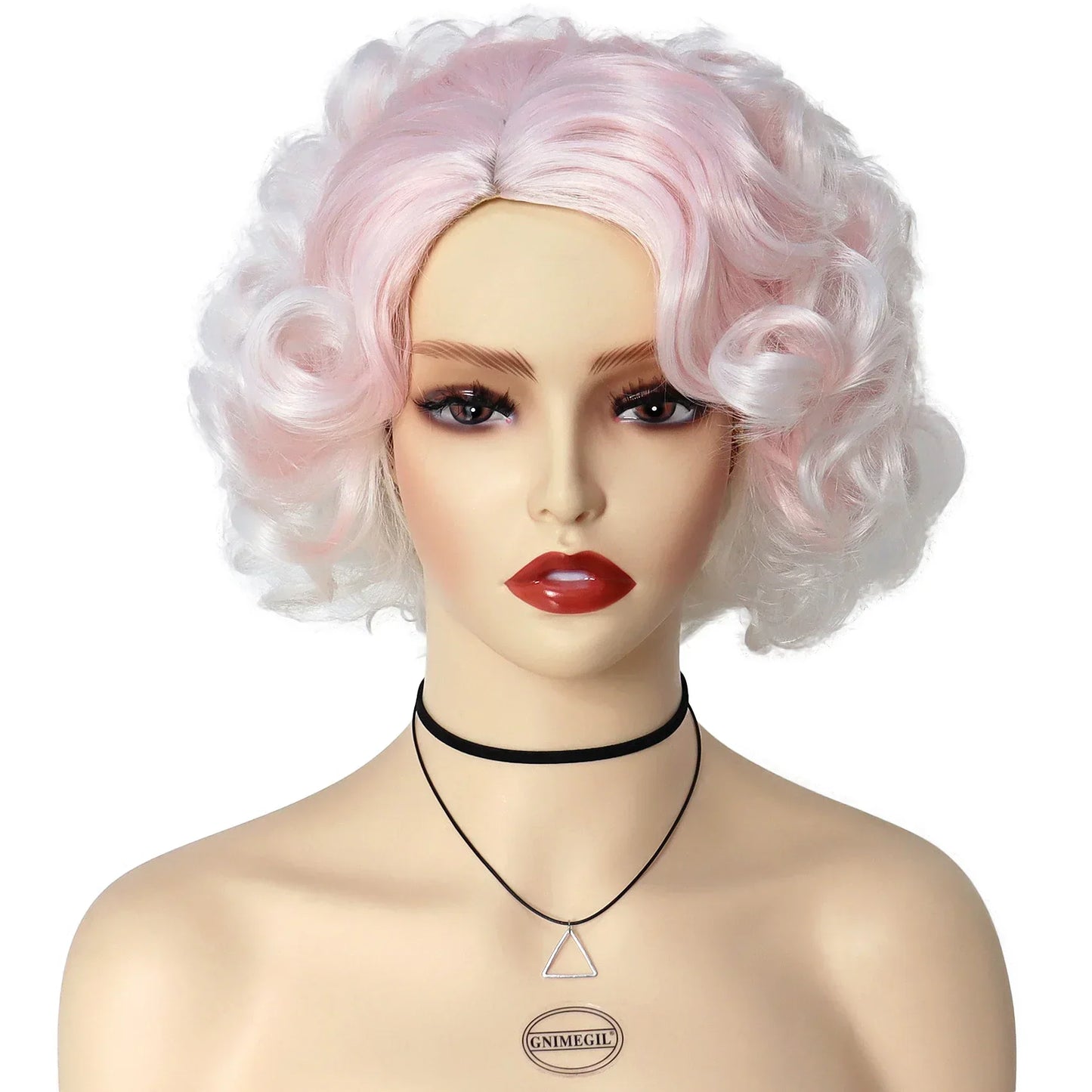GNIMEGIL Synthetic Cosplay Wig Short Curly Hair Platinum Blonde Wigs for White Women Fluffy Curls Flip 60s Gatsby Hairstyle Wigs