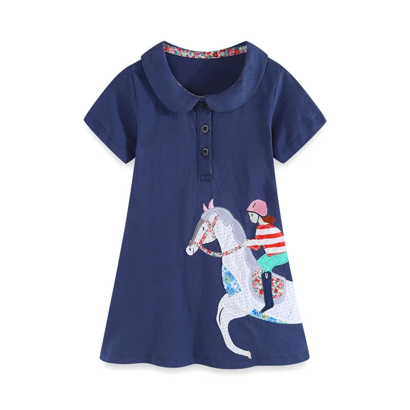 Dresses with collar baby girls clothing dresses horse girls Princess Flower Girl Dress Summer Tutu Wedding Birthday Party Dress