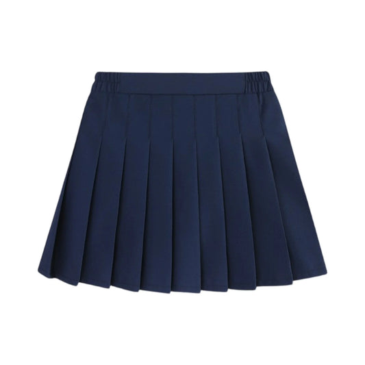 Girls Summer Skirts Kids Fashion Solid Color Pleated High Waist A-Line Skirts Daily Casual Elastic Waist Mini Skirt Bottoms