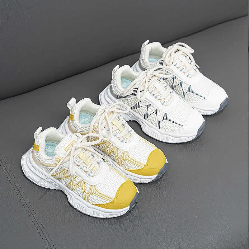 Kids Casual Shoes for Boys Girls Fashion Classic Air Mesh Summer Breathable Children Sports Running Sneakers Lace-up Non-slip