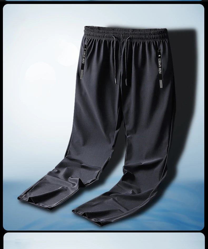 Summer Men Casual High end Ice Silk Pants Sports Pants Quick-Drying Men's Trousers Sweatpants Male Elastic Plus Size 8xl 7xl 6xl