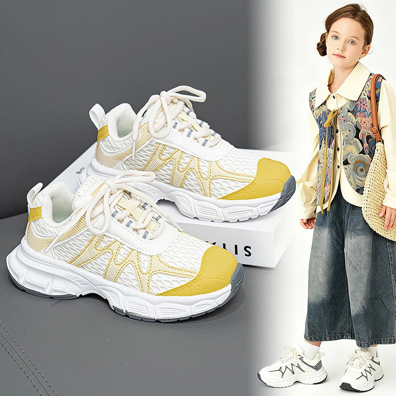 Kids Casual Shoes for Boys Girls Fashion Classic Air Mesh Summer Breathable Children Sports Running Sneakers Lace-up Non-slip