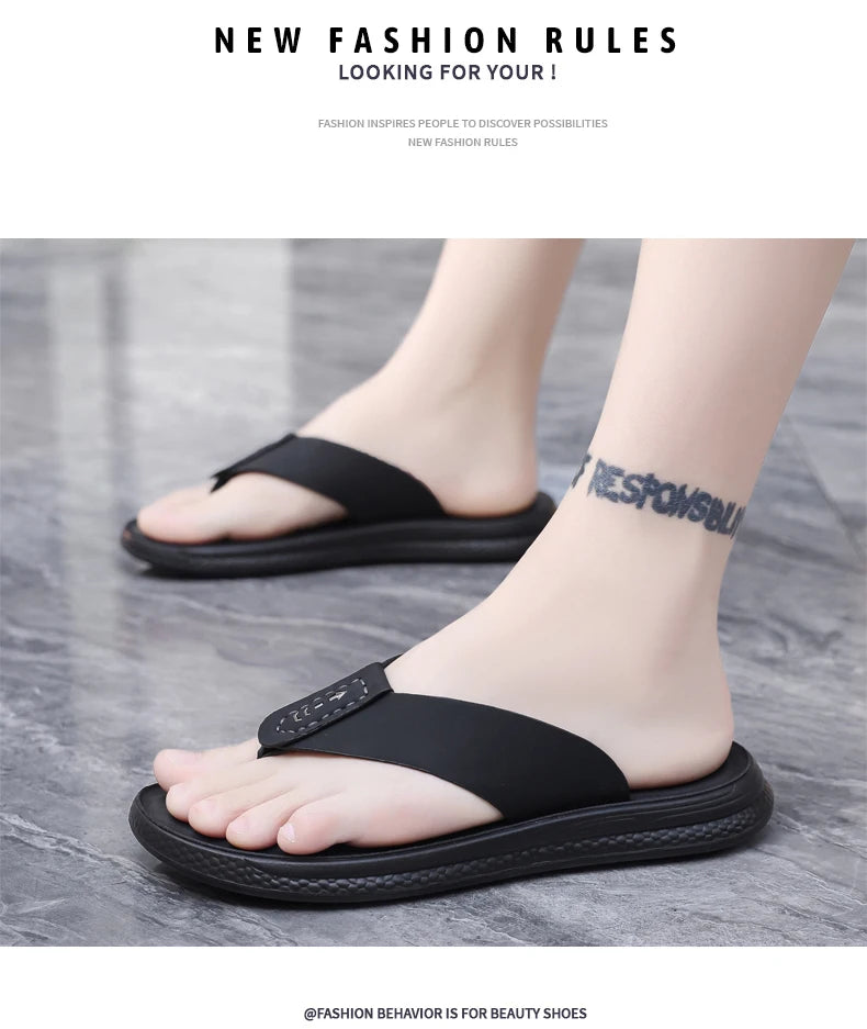Summer men's high-quality outdoor casual slippers flip flops anti slip waterproof comfort beach shoes youth versatile sandals