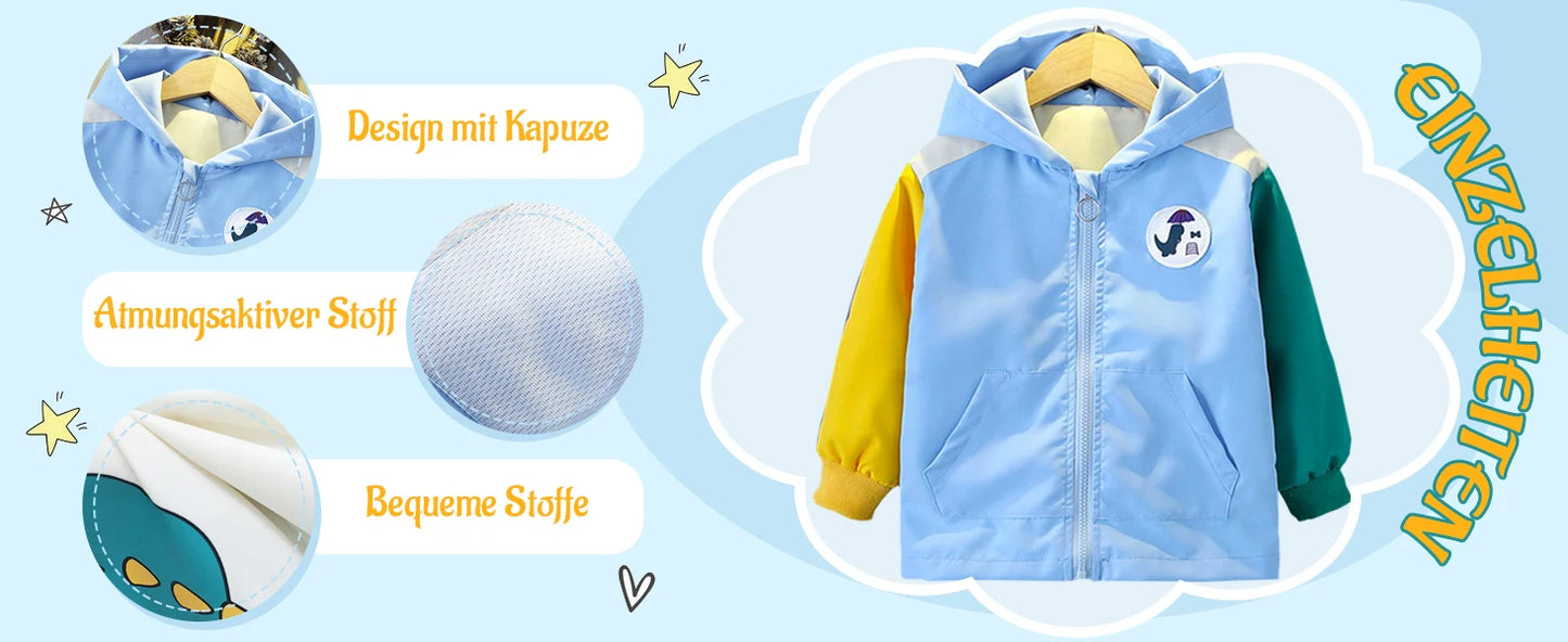 Casual Children's Jacket,Patchwork Long Sleeve Boys Spring Coat,Cartoon Toddler Kids Outerwear,Casual Outdoor School Outfits