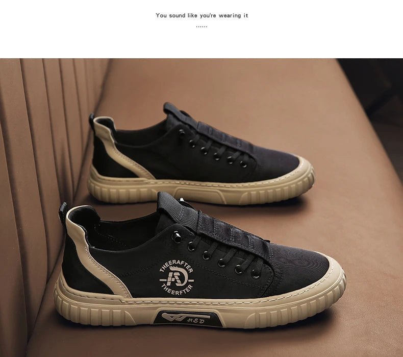 Trend Canvas Men's Shoes Breathable Green Casual Shoes for Men Comfor All-match Sneakers Ice Silk Cloth Men Walking Tennis Shoes