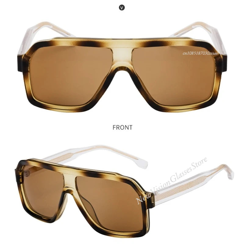 Retro Pilot Men Sunglasses Fashion Clear Gradient Shades UV400 Women Luxury Square Sun Glasses BAZAARHUBO