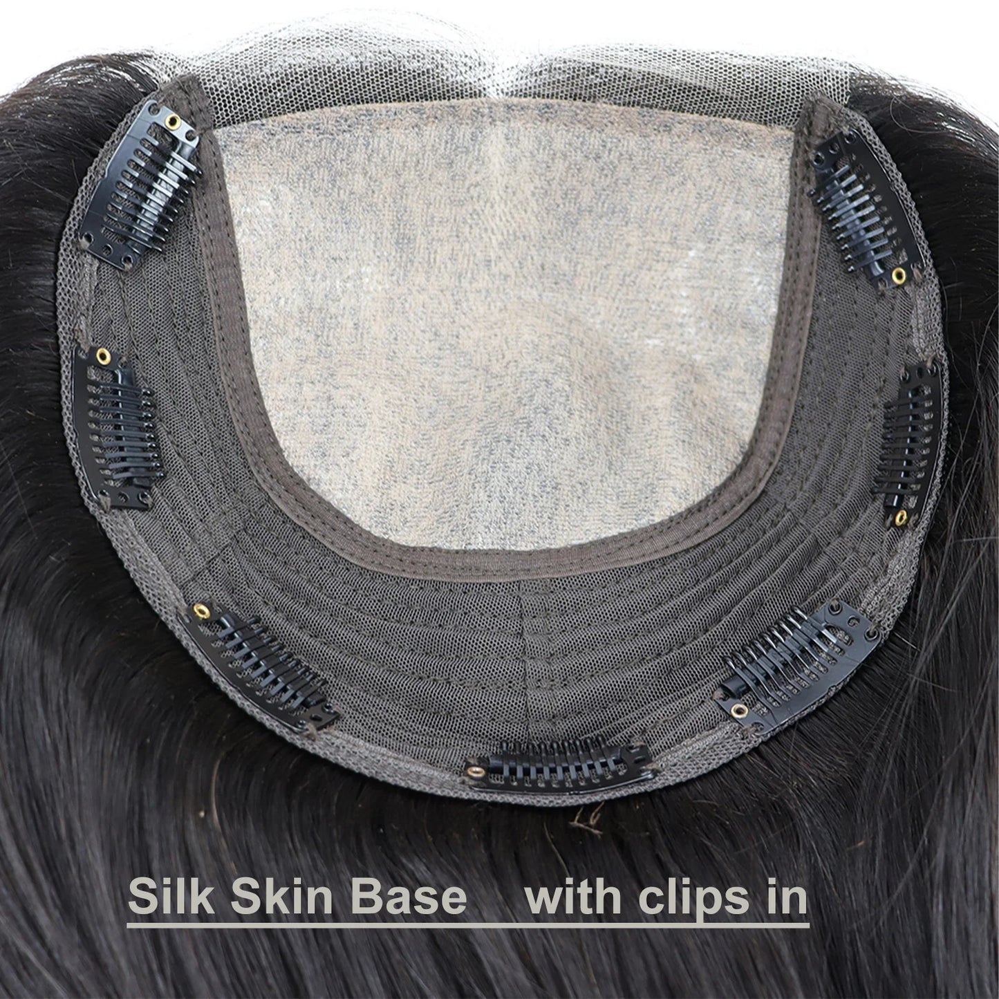 8x9" Large Size Silk Base Human Hair Closure Topper Silk Top Remy Hair Cover Lace Front Bleached Knots with Baby Hair & Clips in
