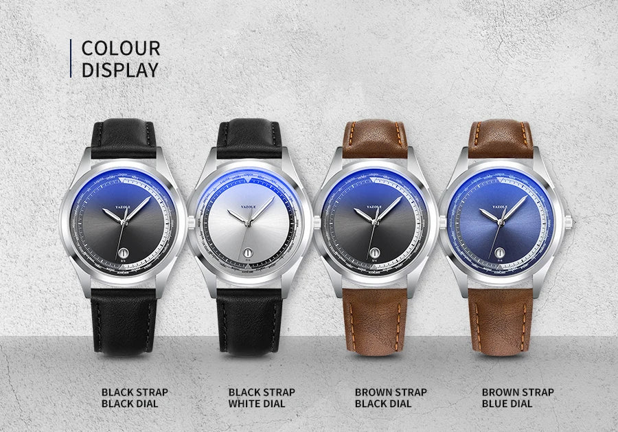 YAZOLE Men's Watch Minimalist Luxury Quartz Man Watch Original Leather Strap Waterproof Calendar Watches Relogio Masculino