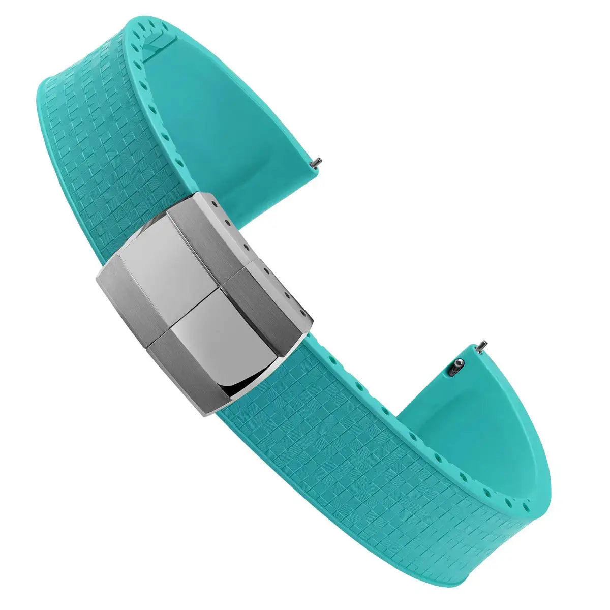 Cut to Size Fluoro Rubber Watch Strap 18/19/20/21/22mm Mosaic FKM Deployment Buckle Universal Flat End Replace Band Bracelet