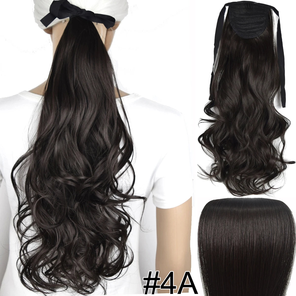 TOPREETY  Synthetic Hair Fiber Heat Resistant Wavy Ribbon Clip in Ponytail Extensions 1008