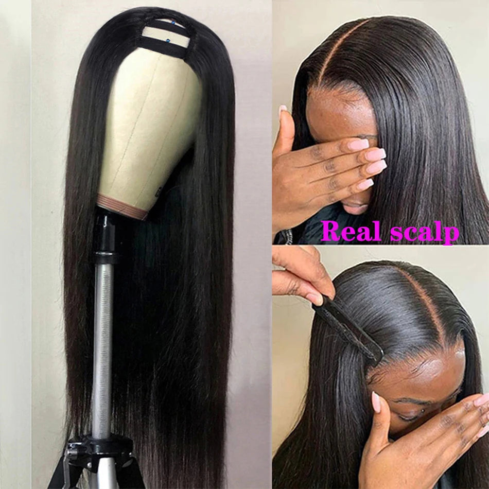 Straight Wigs Cheap U Part Wig Brazilian Human Hair Wigs For Women Virgin Hair Hot Sale Middle U Shape Wig 200 Density Wholesale